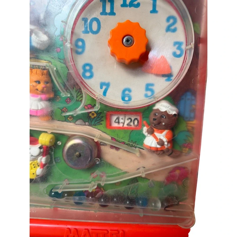 Vintage Mattel Fun Oclock Learning Toy Clock Marble Run Red 9832-2129 1980s